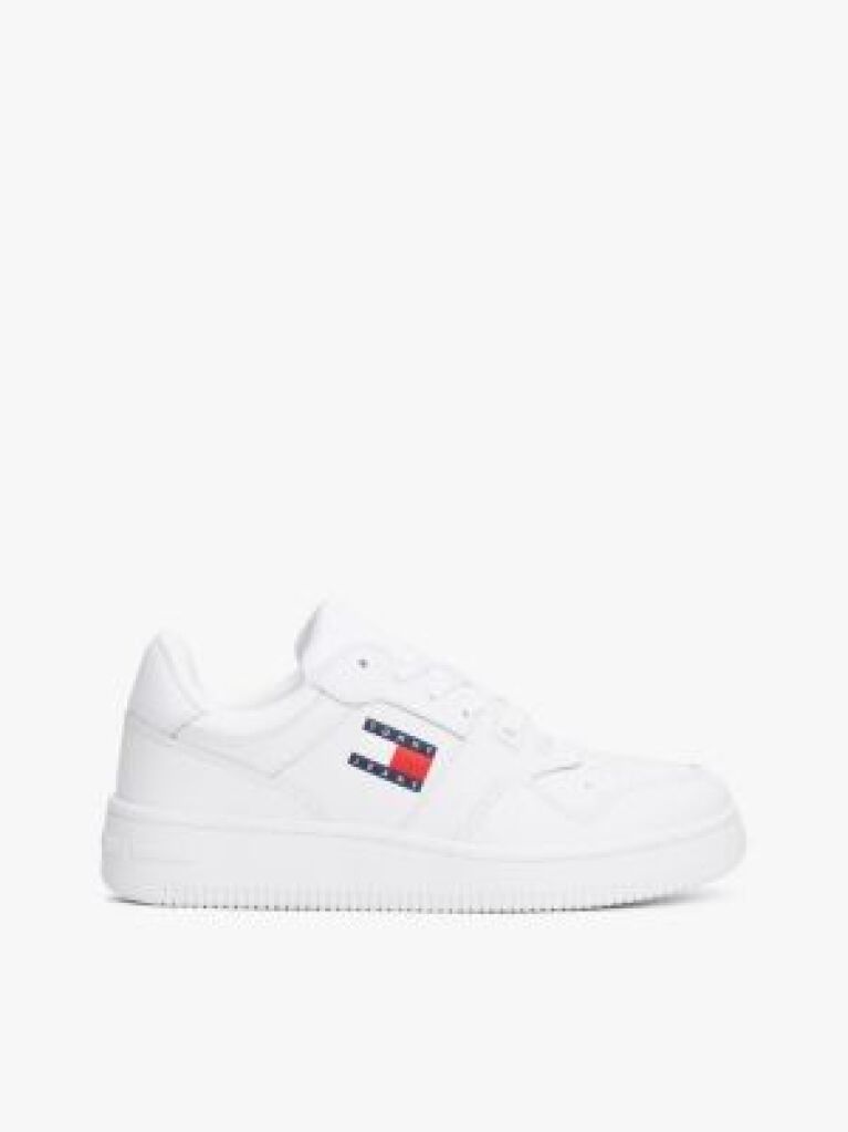 White Retro Essential Leather Fine-Cleat Basketball Trainers  Women
