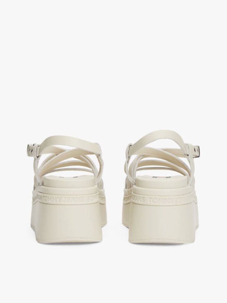 White Leather Strappy Platform Sandals  Women