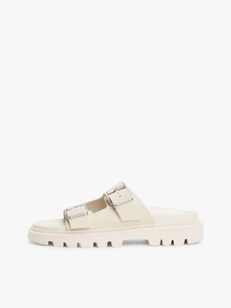 White Suede Double Strap Cleat Sandals  Women
