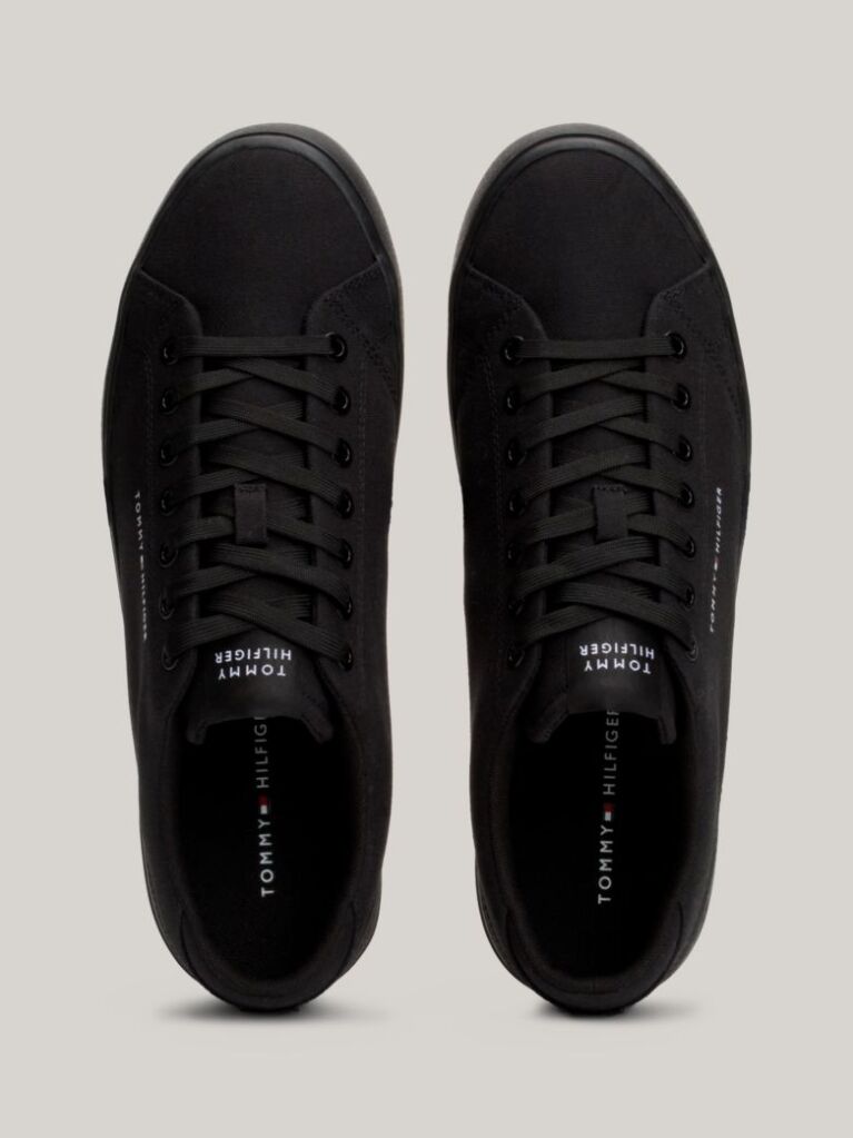 Black Essential Canvas Lace-Up Trainers  Men