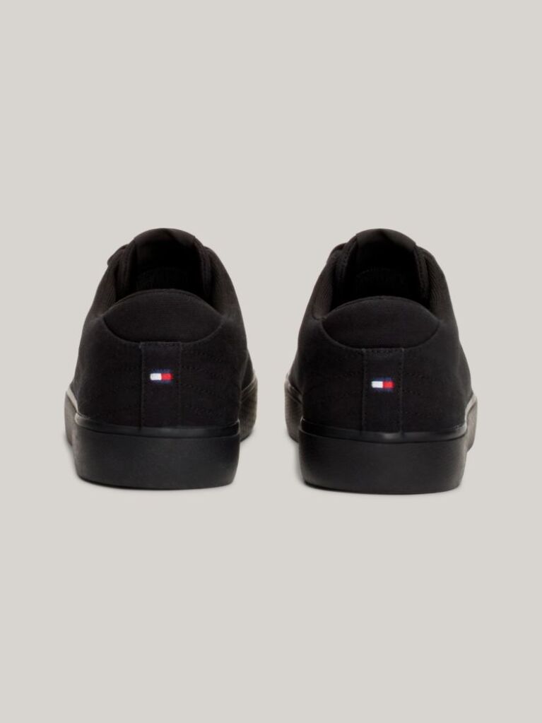 Black Essential Canvas Lace-Up Trainers  Men
