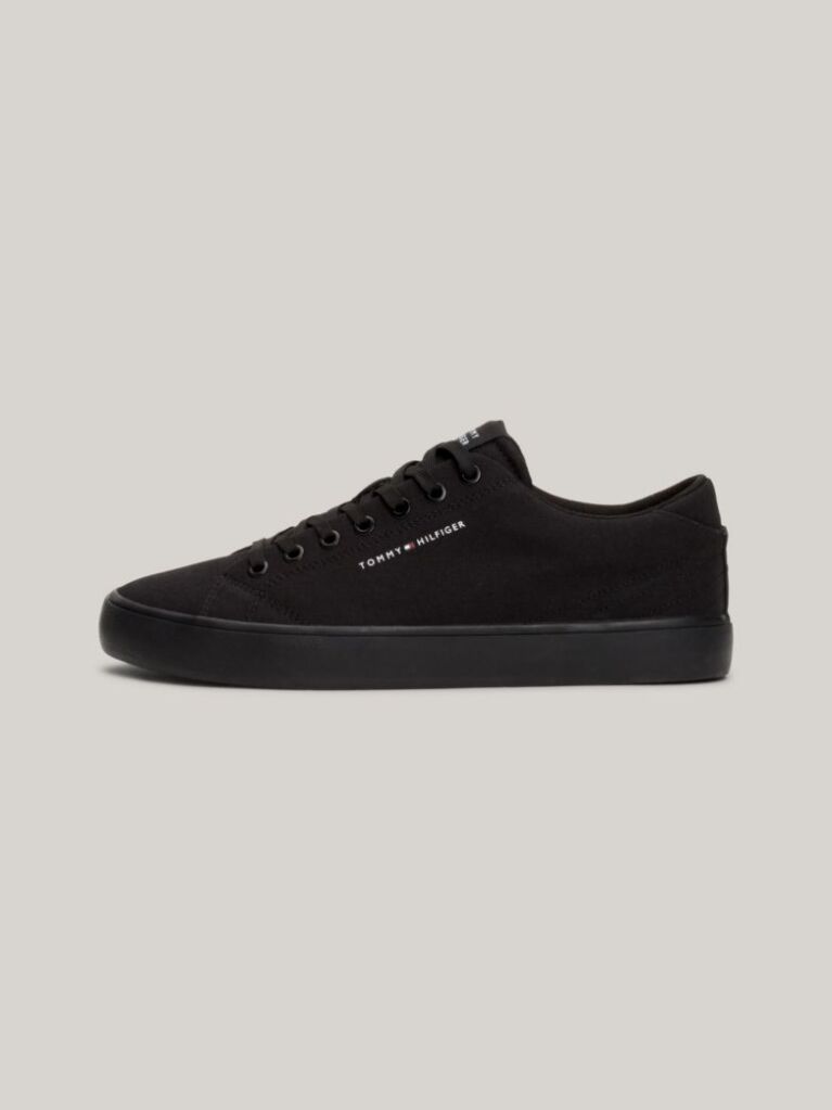 Black Essential Canvas Lace-Up Trainers  Men
