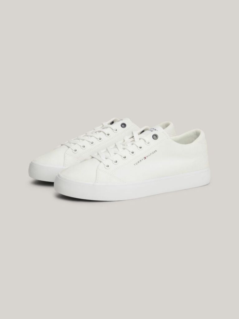 White Essential Canvas Lace-Up Trainers  Men