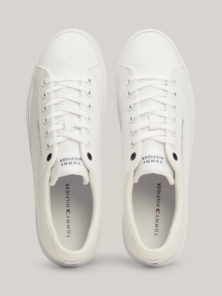 White Essential Canvas Lace-Up Trainers  Men