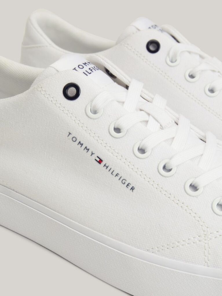 White Essential Canvas Lace-Up Trainers  Men