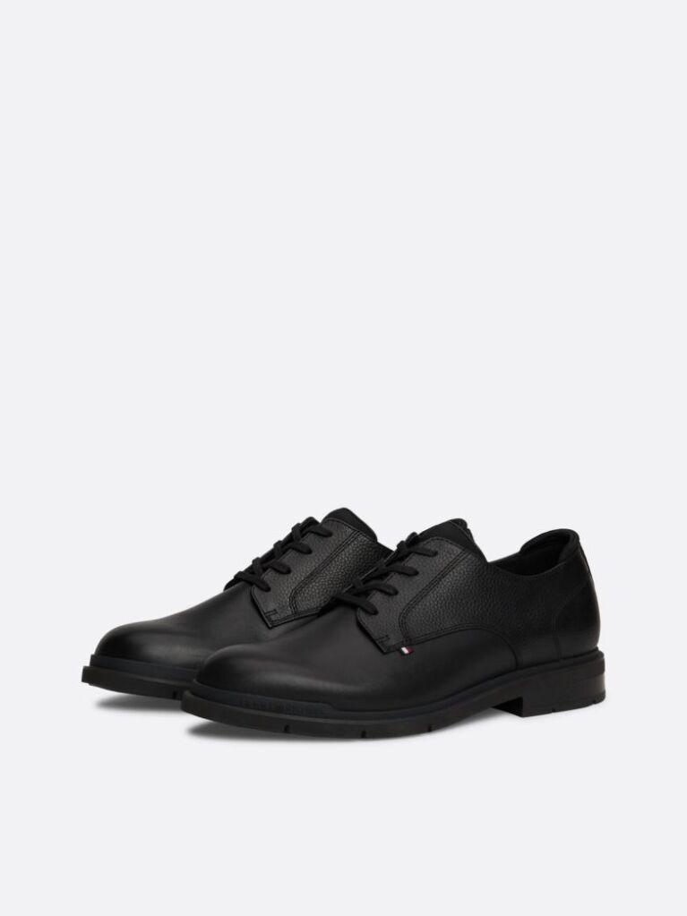 Black Pebble Grain Leather Derby Shoes  Men