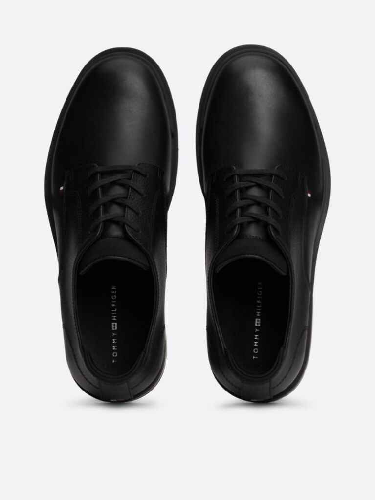 Black Pebble Grain Leather Derby Shoes  Men