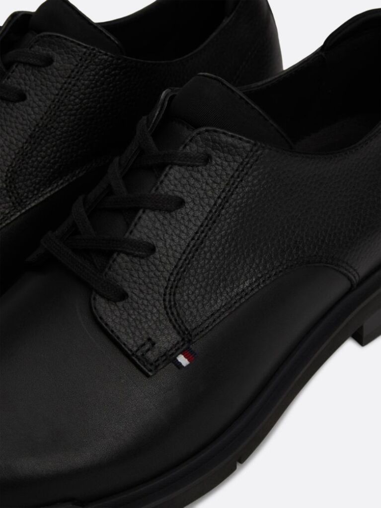 Black Pebble Grain Leather Derby Shoes  Men