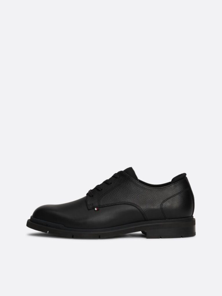 Black Pebble Grain Leather Derby Shoes  Men