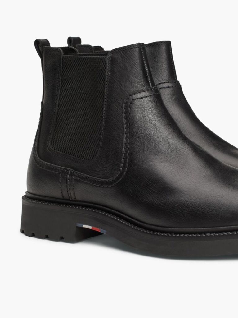 Black Lightweight Leather Chelsea Boots  Men