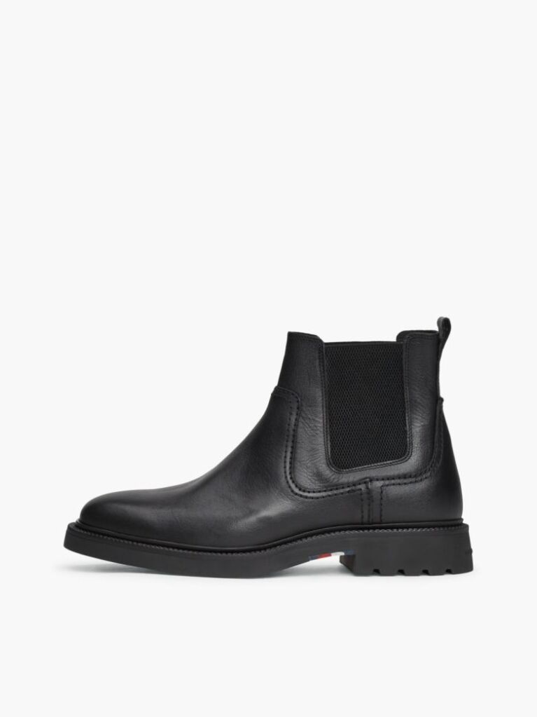 Black Lightweight Leather Chelsea Boots  Men