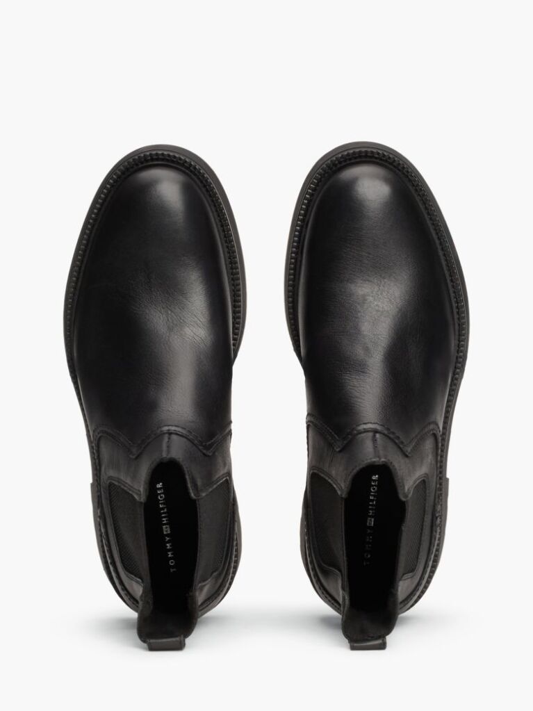 Black Lightweight Leather Chelsea Boots  Men
