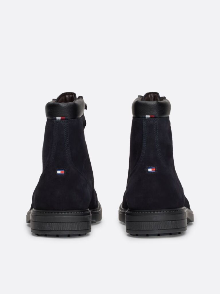 Blue Suede Lace-Up Mid Boots  Men
