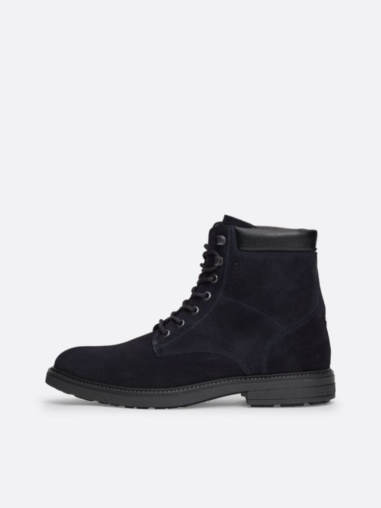 Blue Suede Lace-Up Mid Boots  Men