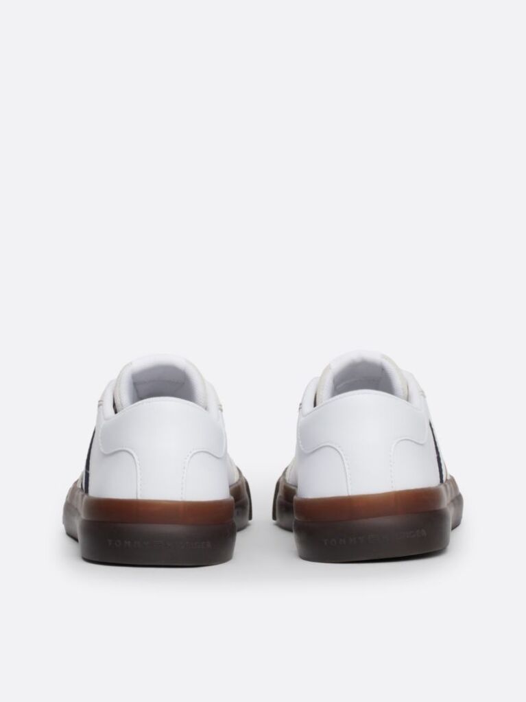 White Leather Signature Tape Lace-Up Trainers  Men