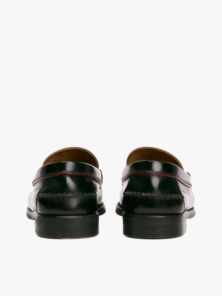 Black Debossed Leather Loafers  Men