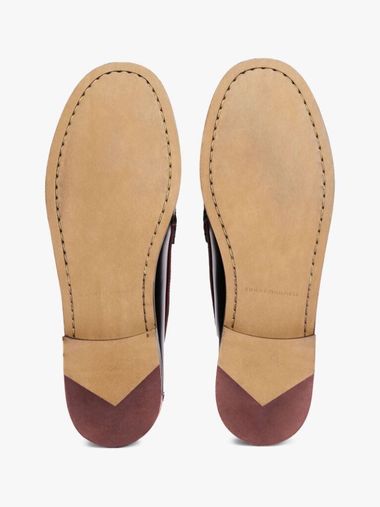 Black Debossed Leather Loafers  Men