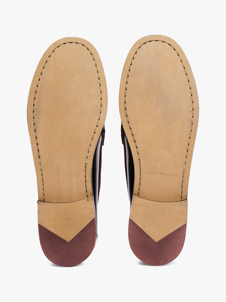 Black Debossed Leather Loafers  Men