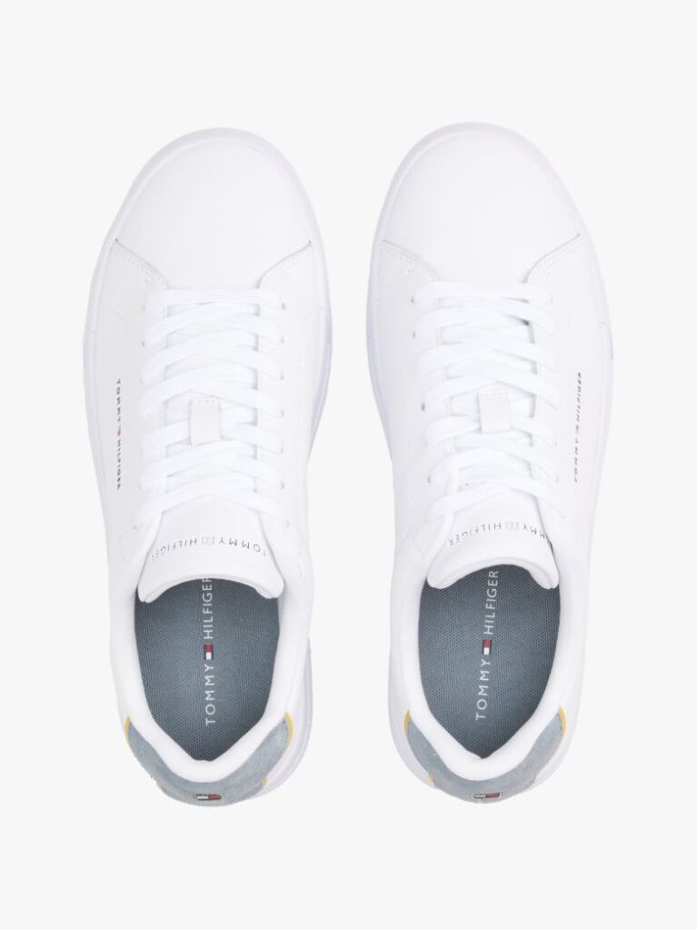 Grey Pebble Grain Court Trainers  Men