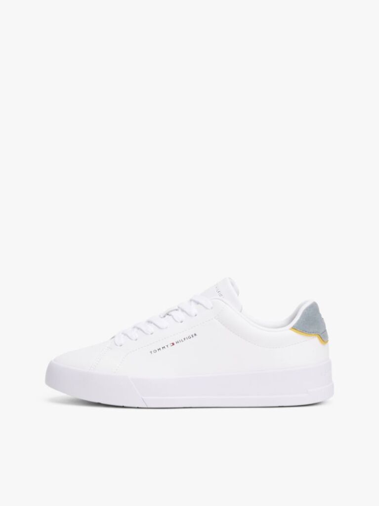 Grey Pebble Grain Court Trainers  Men