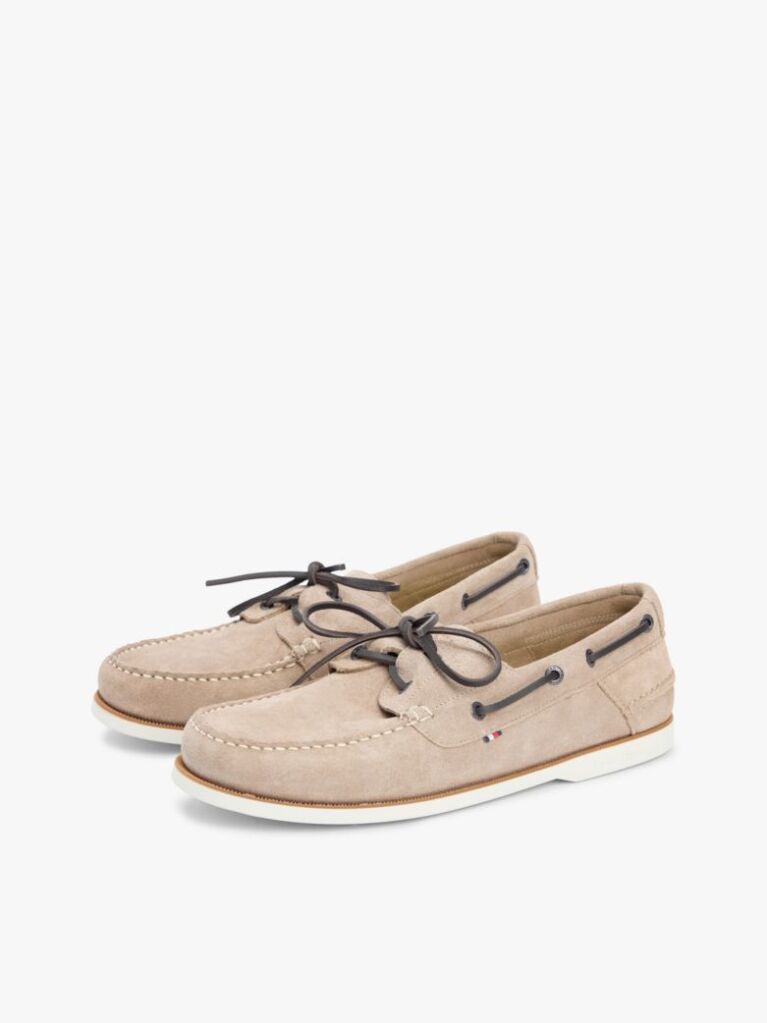 Beige Suede Boat Shoes  Men