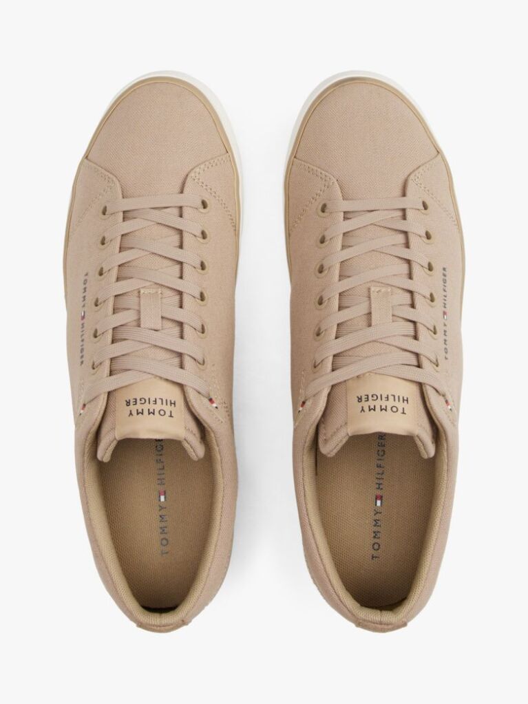 Beige Logo Patch Trainers  Men