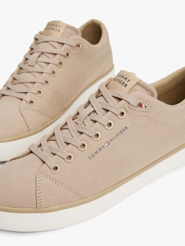 Beige Logo Patch Trainers  Men