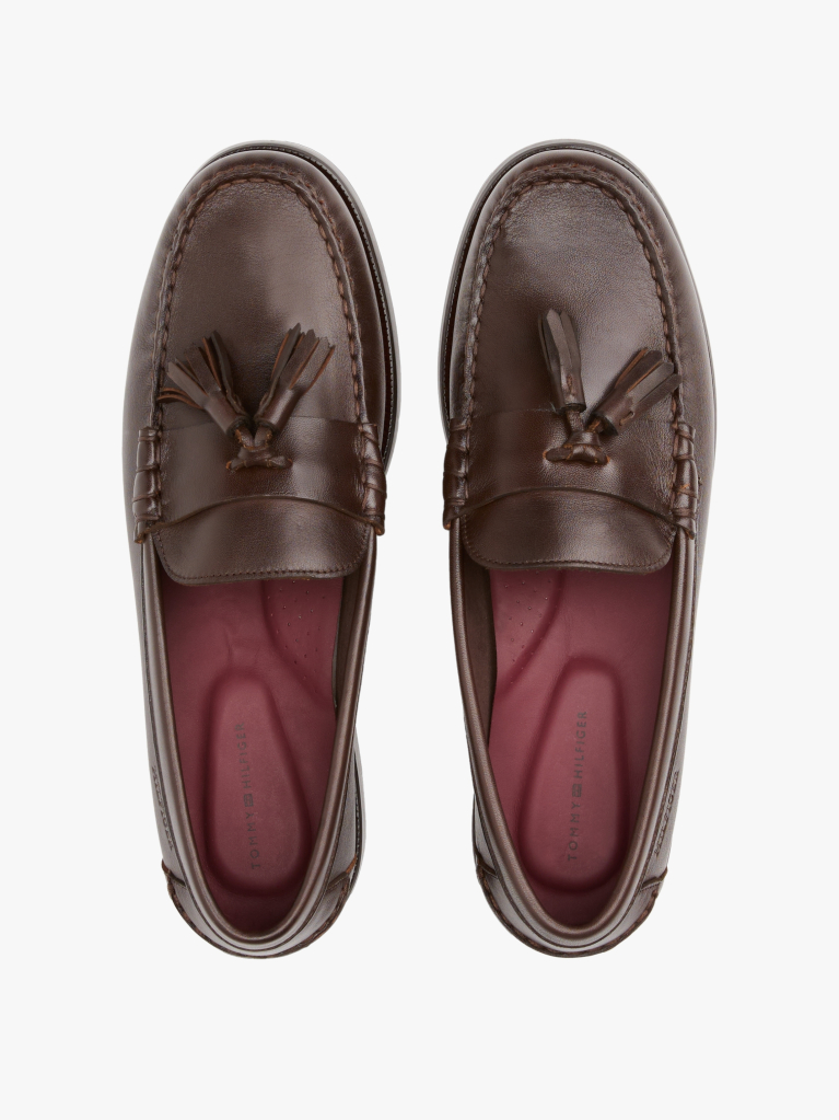 Brown Leather Tassel Loafers  Men