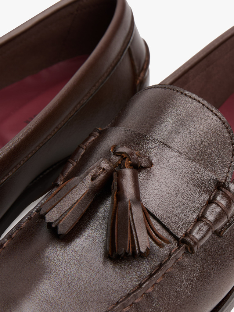 Brown Leather Tassel Loafers  Men