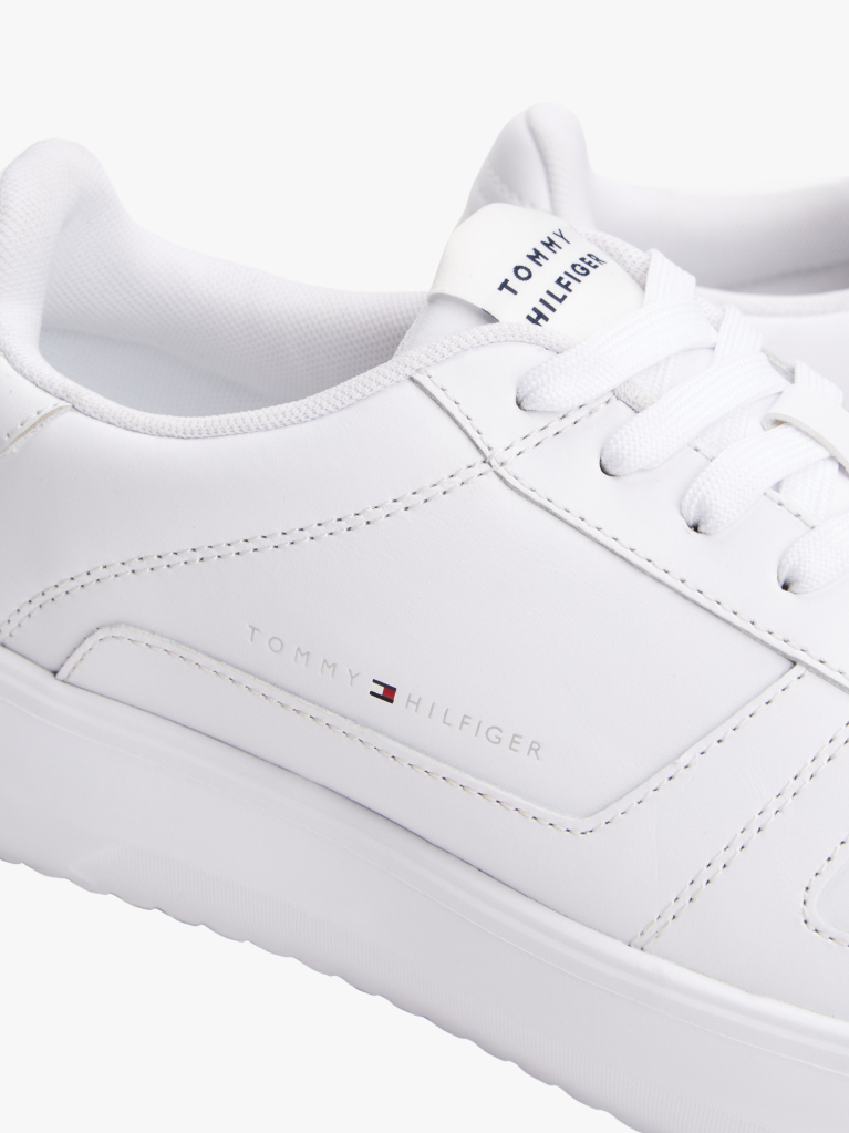 White Lightweight Leather Trainers  Men