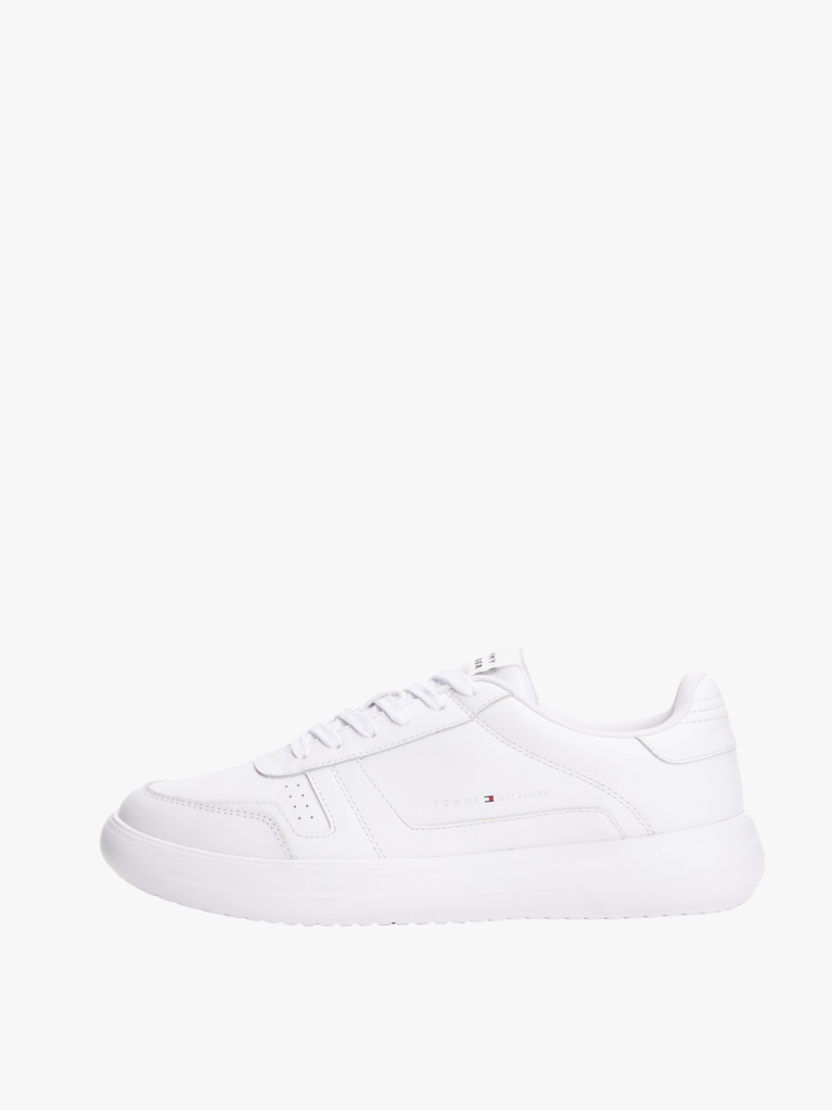White Lightweight Leather Trainers  Men