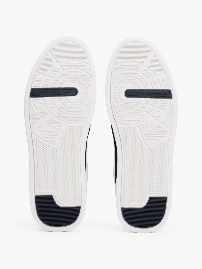 Multi Leather Contrast Panel Court Trainers  Men