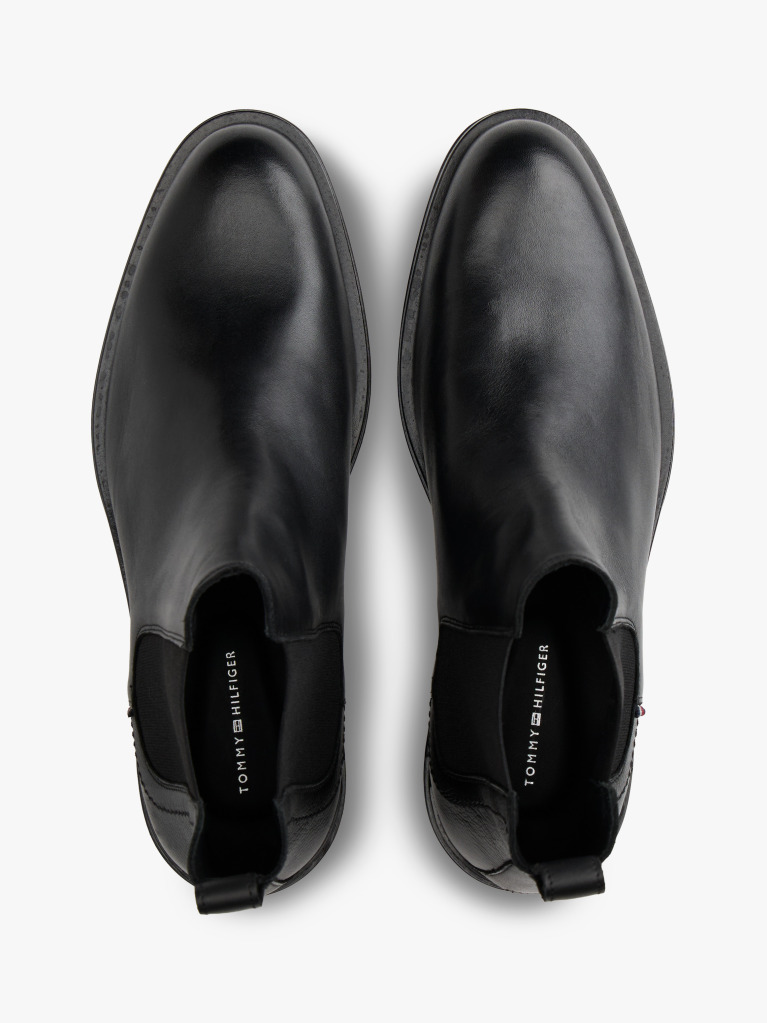 Black Leather Chelsea Boots  Men