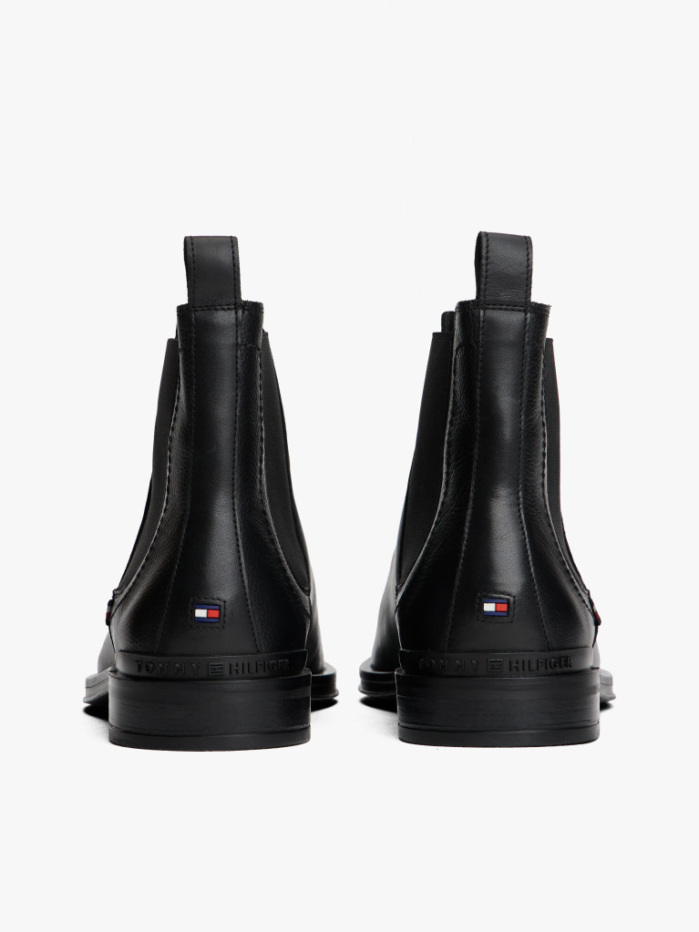 Black Leather Chelsea Boots  Men