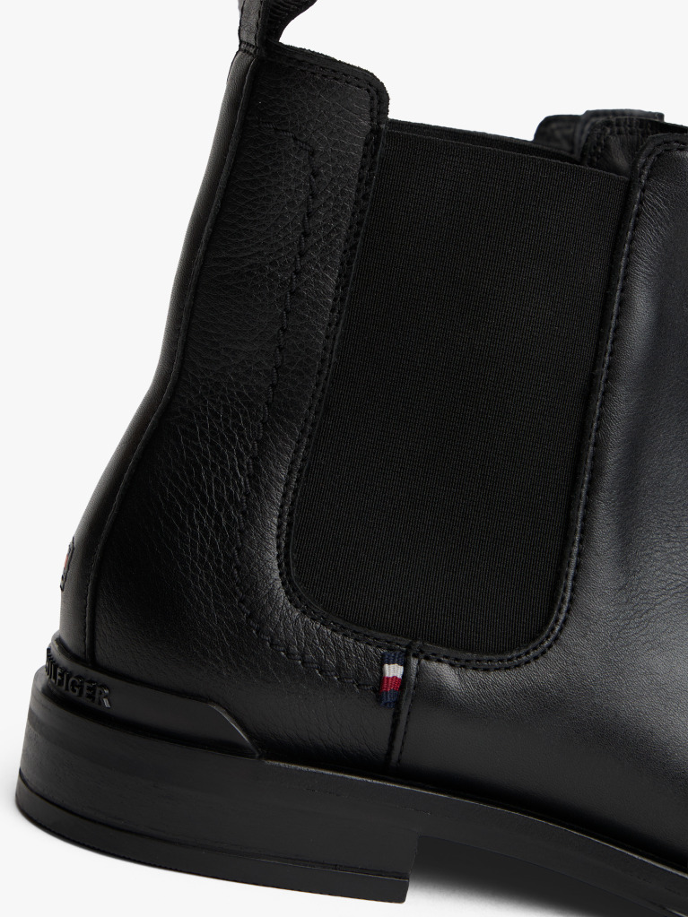 Black Leather Chelsea Boots  Men