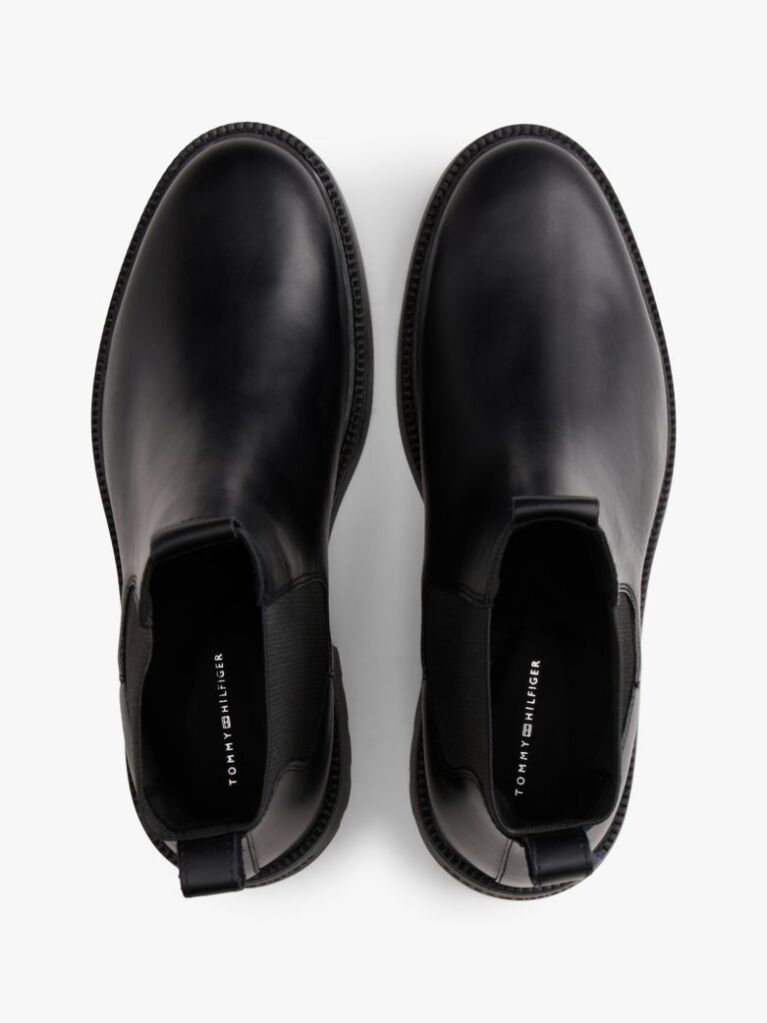 Black Lightweight Leather Chelsea Boots  Men