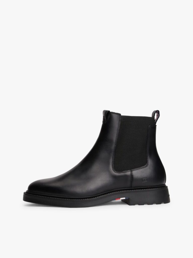 Black Lightweight Leather Chelsea Boots  Men