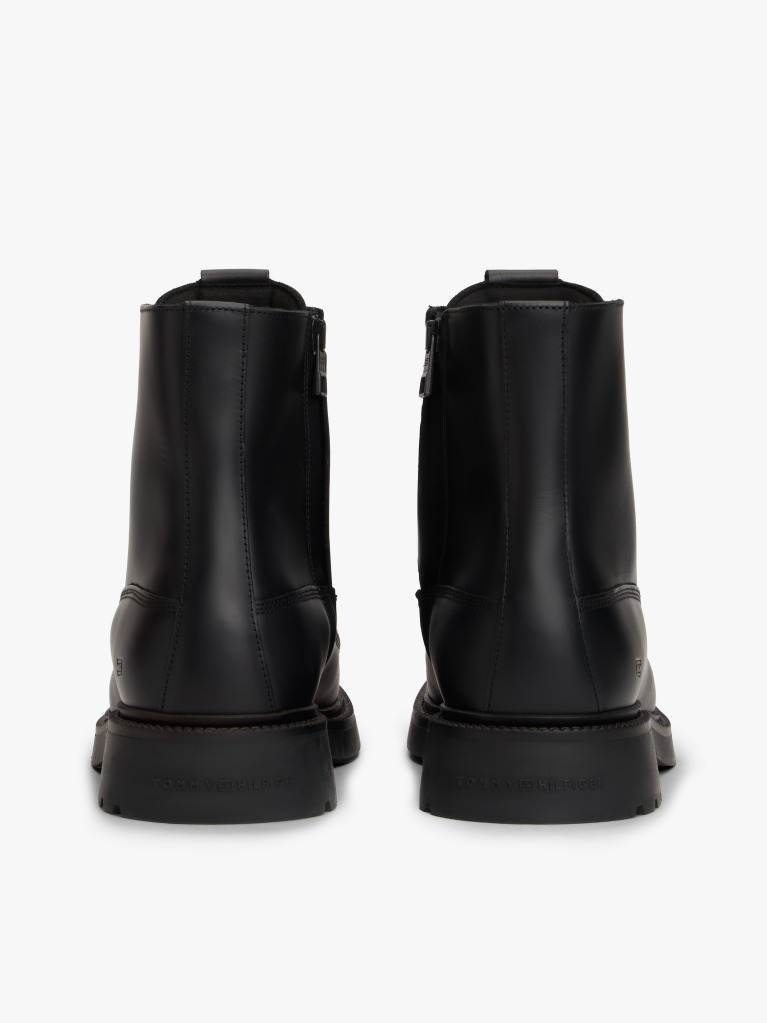 Black Lightweight Leather Lace-Up Boots  Men