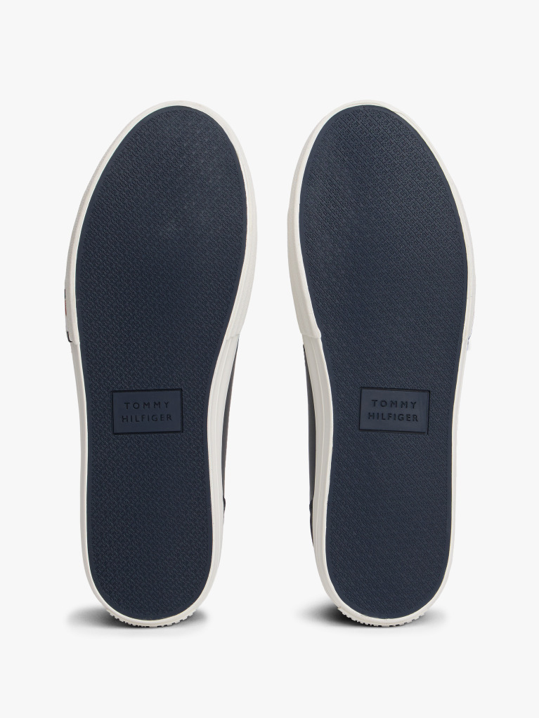 Blue Leather Mixed Texture Trainers  Men