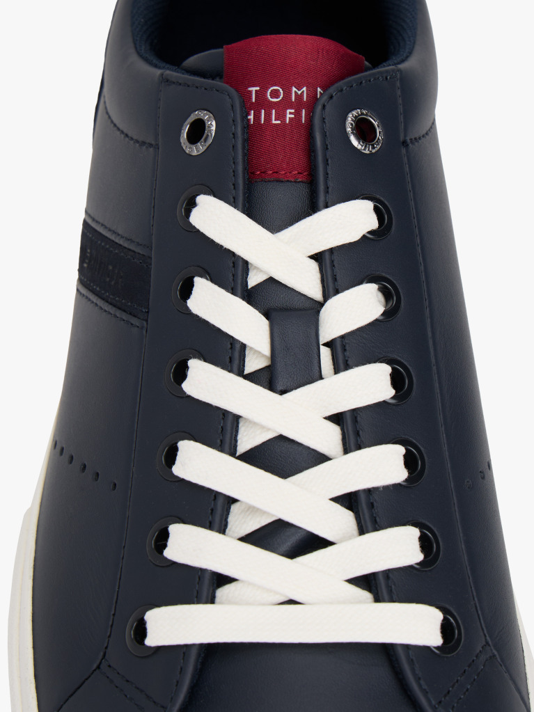 Blue Leather Mixed Texture Trainers  Men