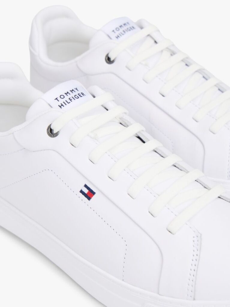 White Lightweight Leather Cupsole Court Trainers  Men