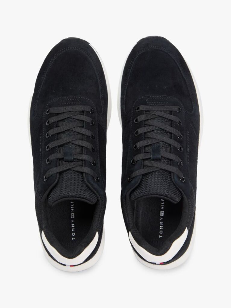 Black Suede Contrast Heel Trainers  Men