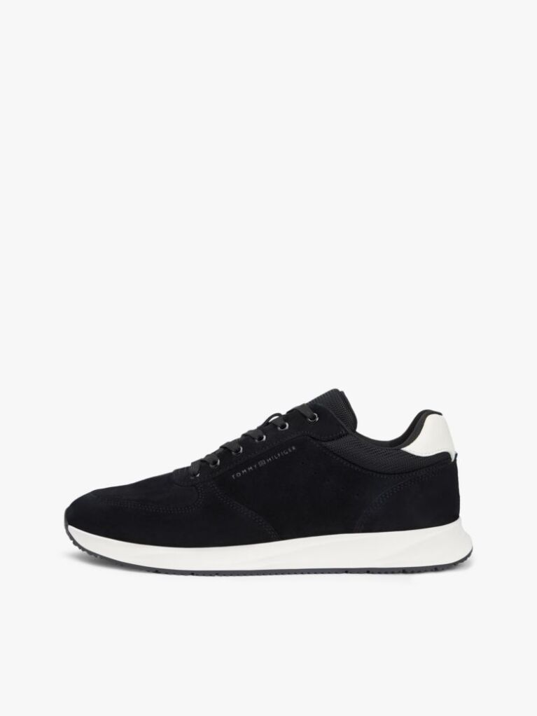 Black Suede Contrast Heel Trainers  Men