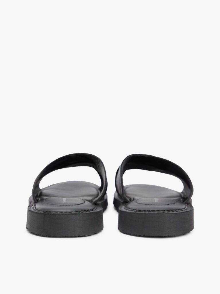 Black Leather Crossover Strap Cleat Sandals  Men