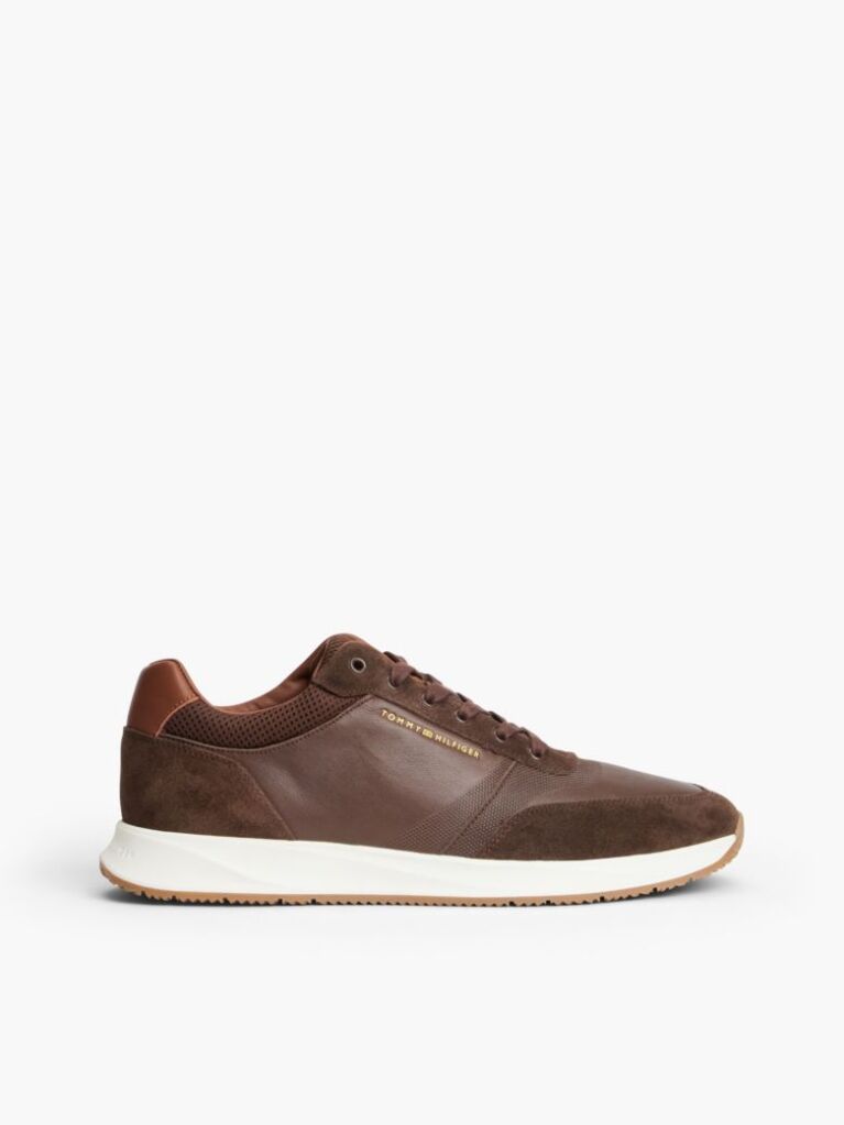 Brown Suede Mixed Texture Trainers  Men