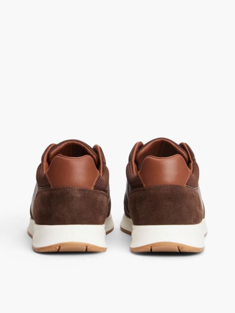 Brown Suede Mixed Texture Trainers  Men