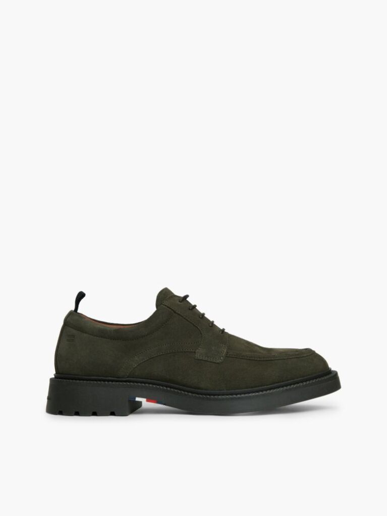 Green Suede Lace-Up Derby Shoes  Men