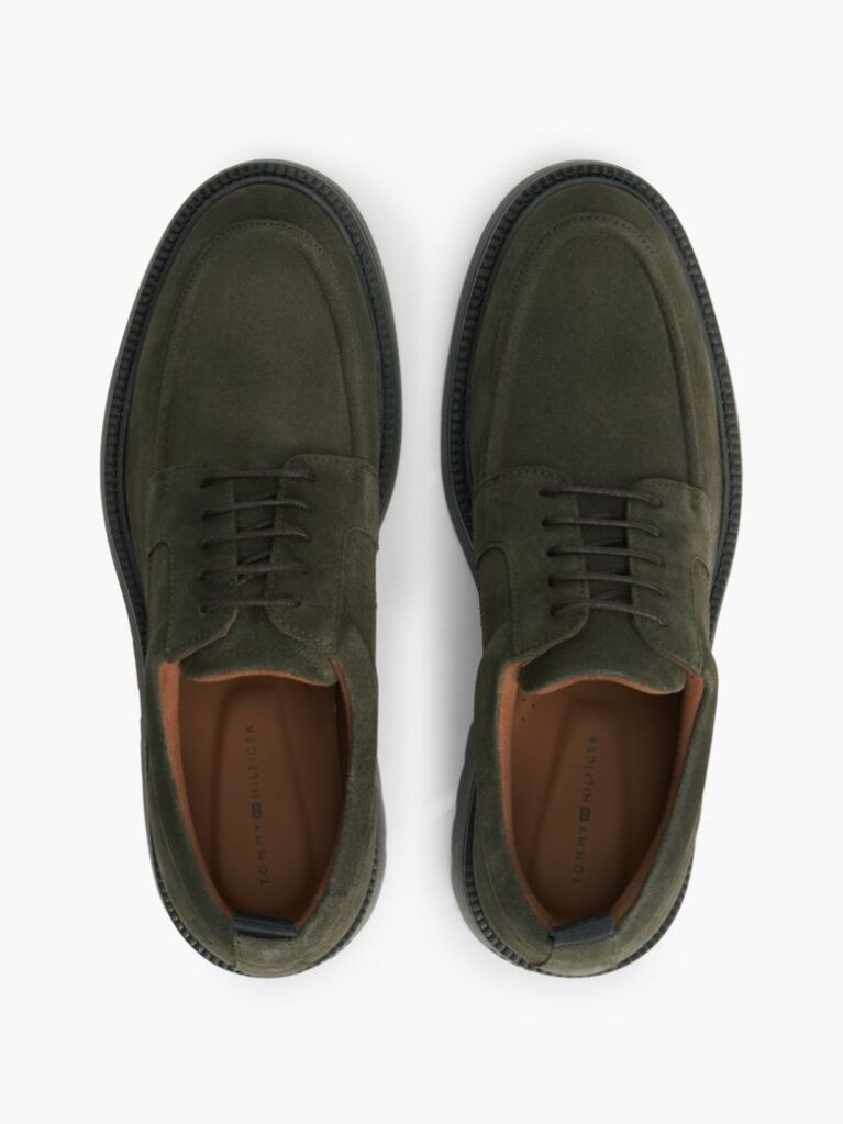 Green Suede Lace-Up Derby Shoes  Men