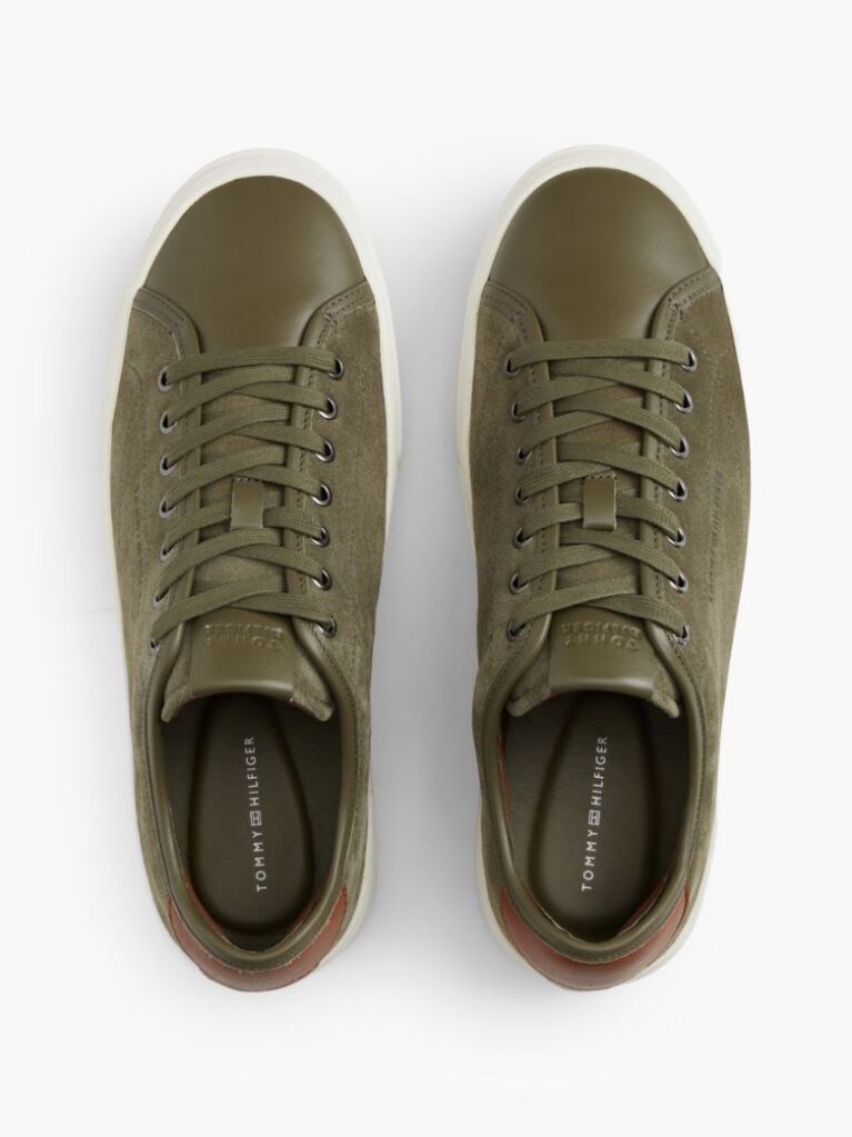 Green New York Label Suede Contrast Heel Trainers  Men