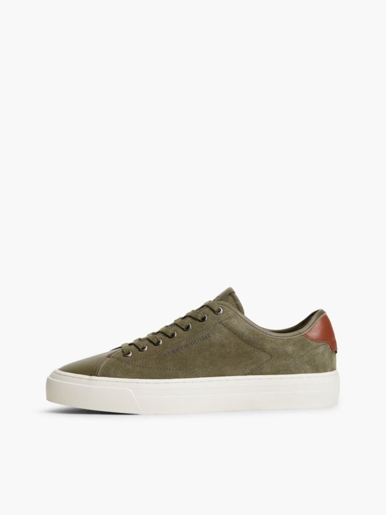 Green New York Label Suede Contrast Heel Trainers  Men